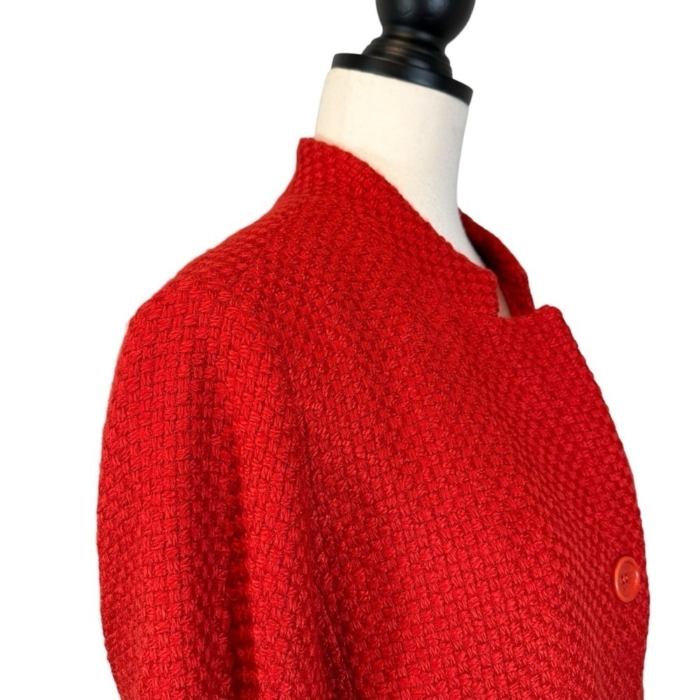 Eileen Fisher Red Jacket Basket Weave Quilted Button Front Size M B33#45 - Picture 5 of 11